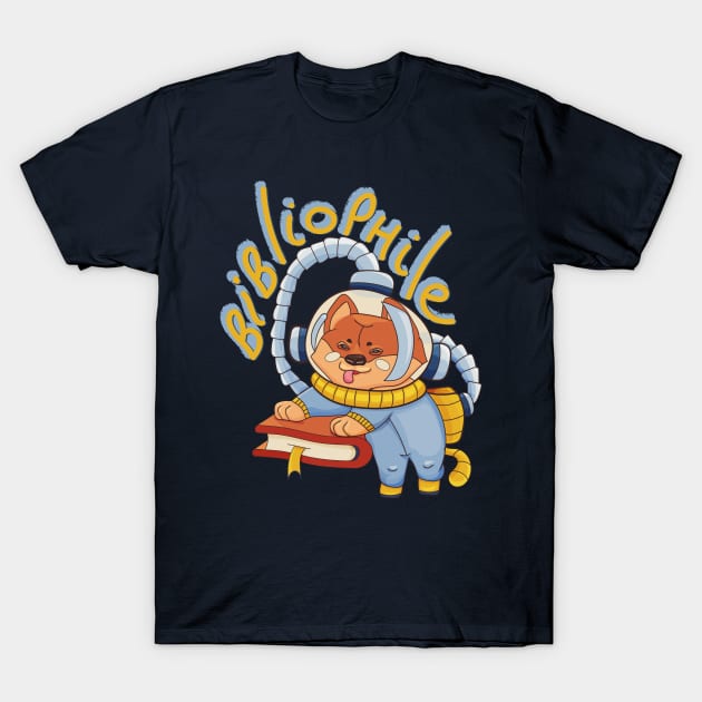 Bibliophile dog astronaut T-Shirt by tatadonets